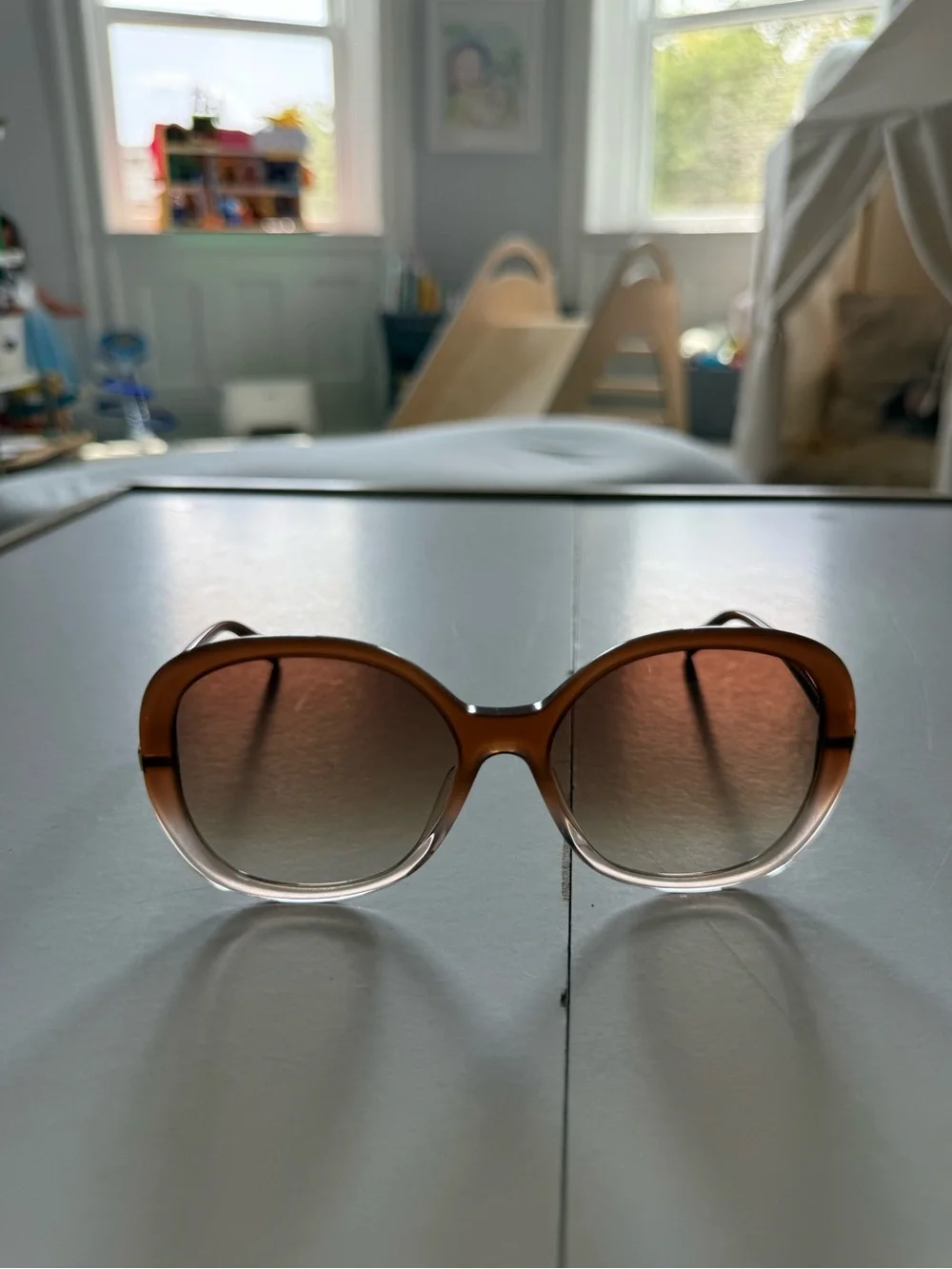 Stella McCartney Gradient Brown to Clear Oversized Round Sunglasses